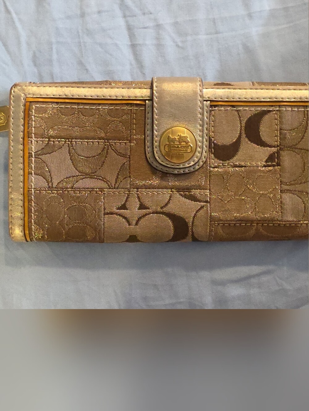 Coach Bronze Signature Patchwork Continental Wallet - Limited Edition